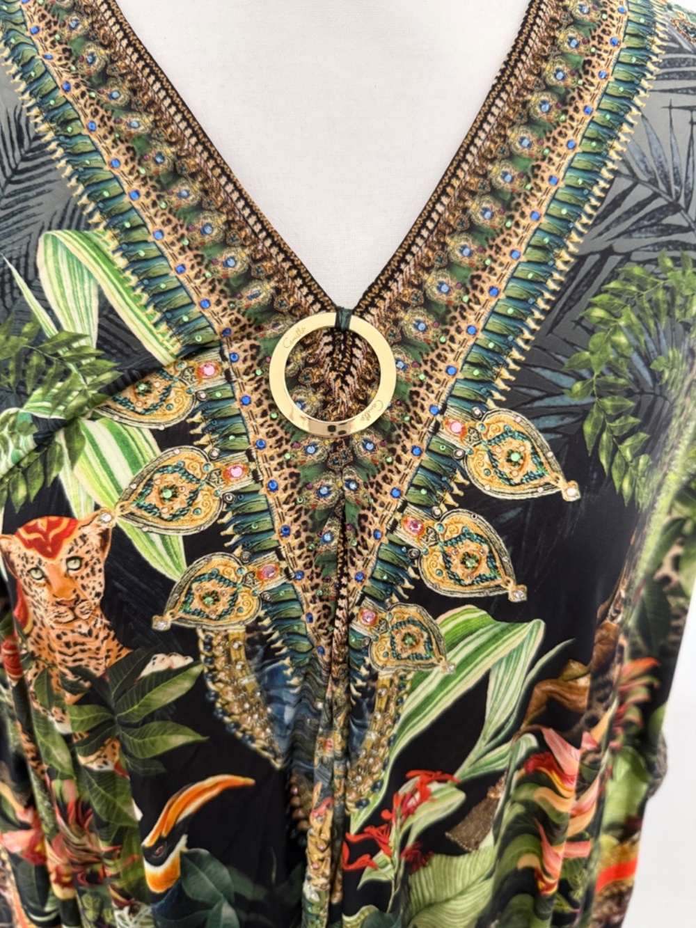 Camilla Short Kaftan Multi Colored Tropical Animal Printed Cover Up Dress - Picture 4 of 9